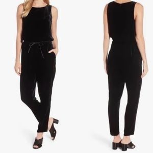 Eileen Fisher black velvet sleeveless jumpsuit